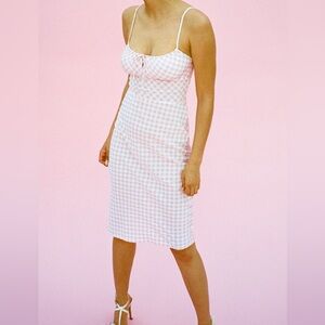 Realisation Par Pink Gingham Midi Dress